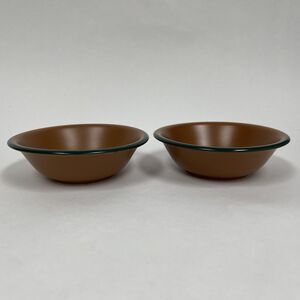 Vintage Brown Green Trim Soup Cereal Bowls Mexico? 6 7/8" Lot of 2